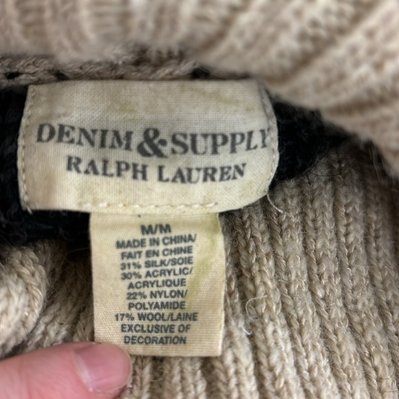 Denim & Supply Ralph Lauren Beige Turtle Neck Silk & Wool Blend Sweater Medium - Picture 10 of 10